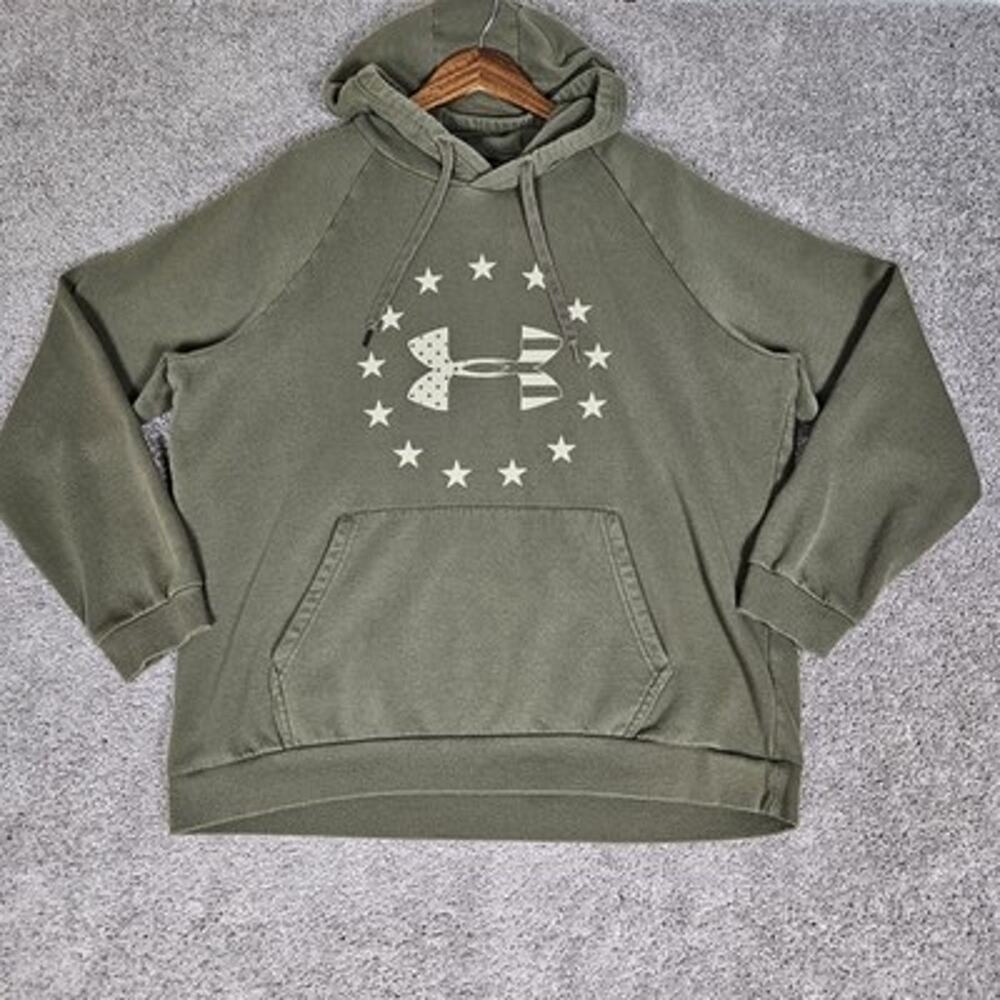 Under Armour Hoodie Men's XL Green Pullover Fleece Loose Coldgear Loungewear